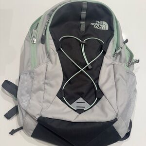 The North Face Gray and Mint Green Backpack